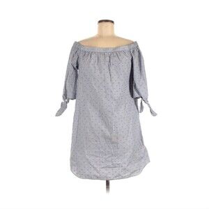BCBGMAXARIA blue off the shoulder dress